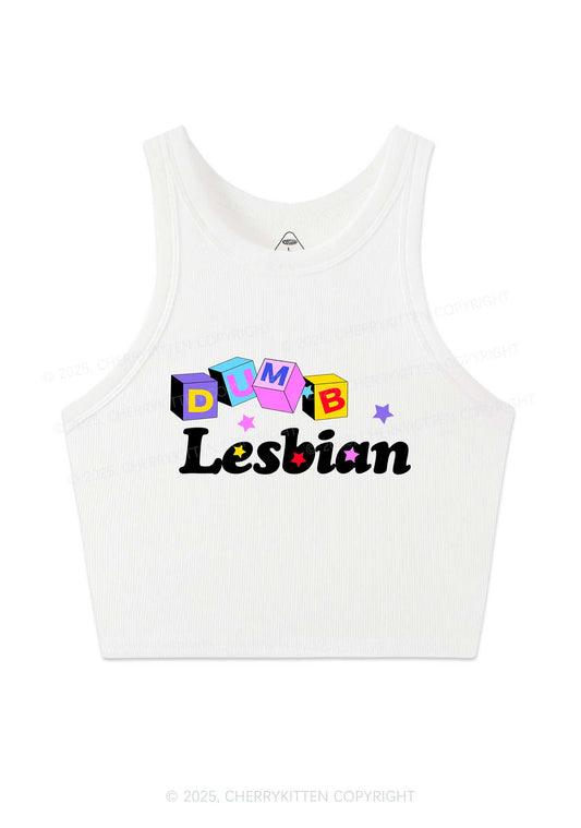 Dumb Lesbian Pride Y2K Crop Tank Top Cherrykitten