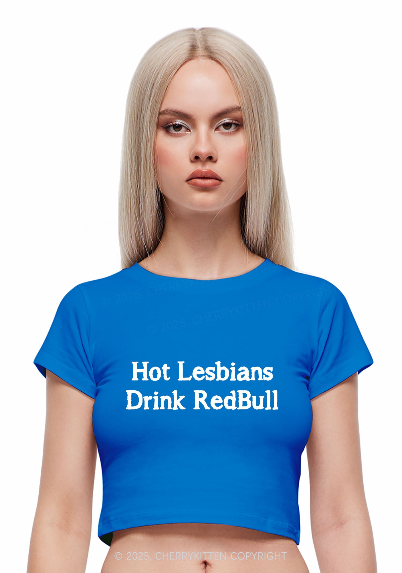 Hot Lesbians Drink RedBull Pride Y2K Baby Tee Cherrykitten