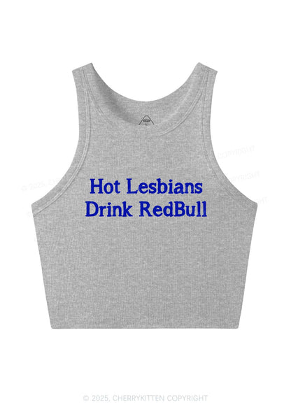 Hot Lesbians Drink RedBull Pride Y2K Crop Tank Top Cherrykitten