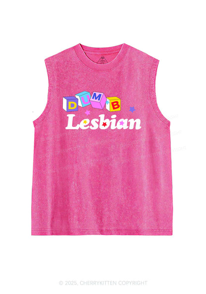Dumb Lesbian Pride Y2K Washed Muscle Tank Cherrykitten