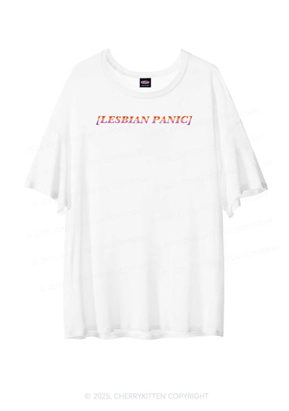 Lesbian Panic Pride Y2K Sheer Boyfriend Tee Cherrykitten
