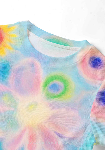 Flower Art Y2K Mesh Crop Top Cherrykitten