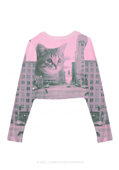 Cat Road Y2K Mesh Long Sleeve Crop Top Cherrykitten