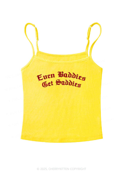 Glitter Even Baddies Get Saddies Y2K Spaghetti Strap Cami Cherrykitten