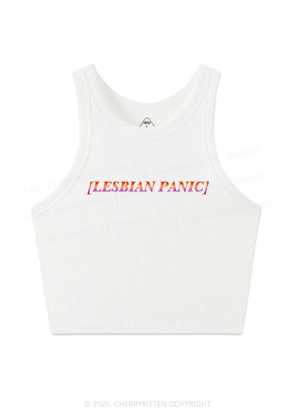 Lesbian Panic Pride Y2K Crop Tank Top Cherrykitten