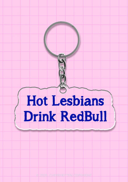 Hot Lesbians Drink RedBull Pride 1Pc Y2K Keychain Cherrykitten