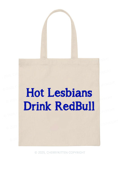 Hot Lesbians Drink RedBull Pride Y2K Canvas Tote Bag Cherrykitten