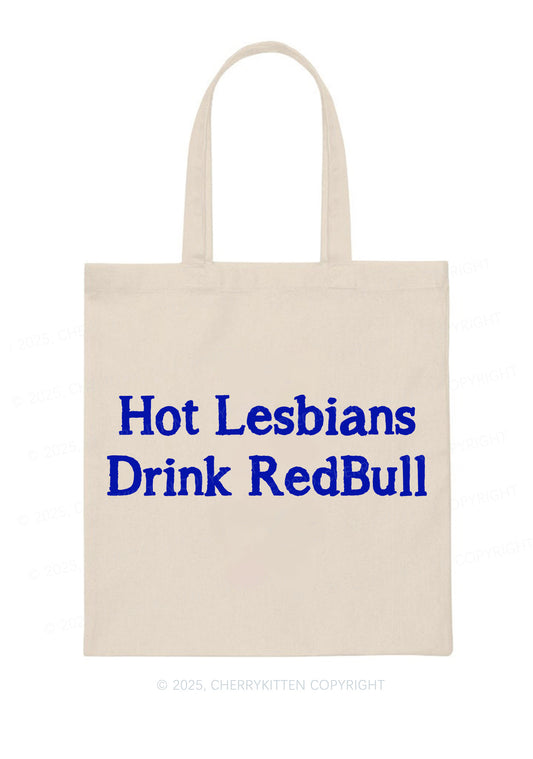 Hot Lesbians Drink RedBull Pride Y2K Canvas Tote Bag Cherrykitten