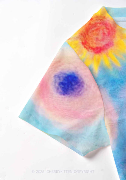 Flower Art Y2K Mesh Crop Top Cherrykitten