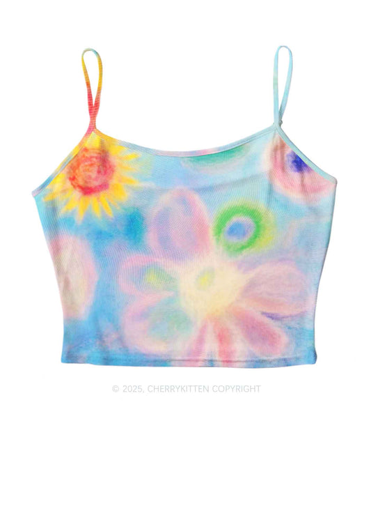 Flower Art Y2K Mesh Cami Tank Cherrykitten