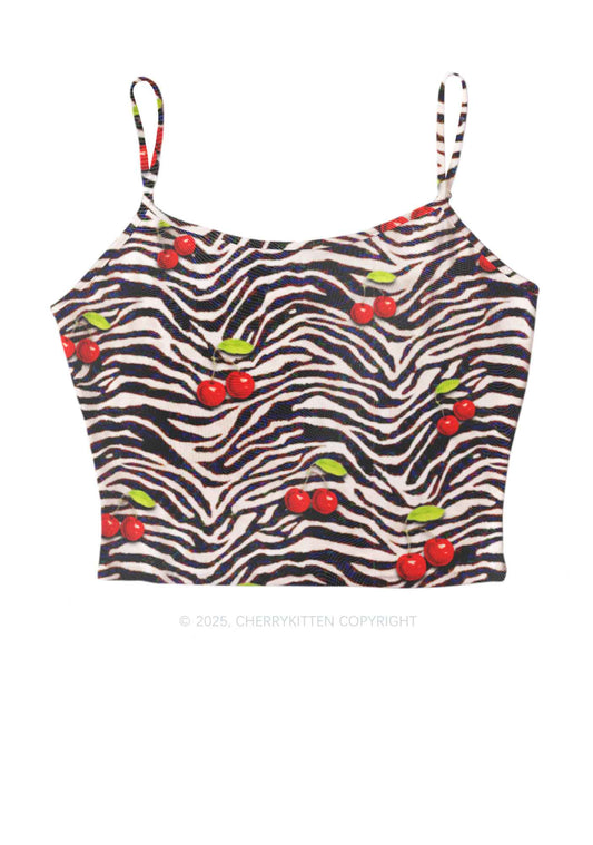Zebra Cherry Y2K Mesh Cami Tank Cherrykitten