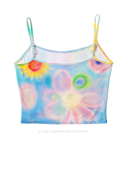 Flower Art Y2K Mesh Cami Tank Cherrykitten