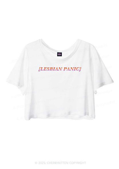 Lesbian Panic Pride Y2K Sheer Crop Tee Cherrykitten
