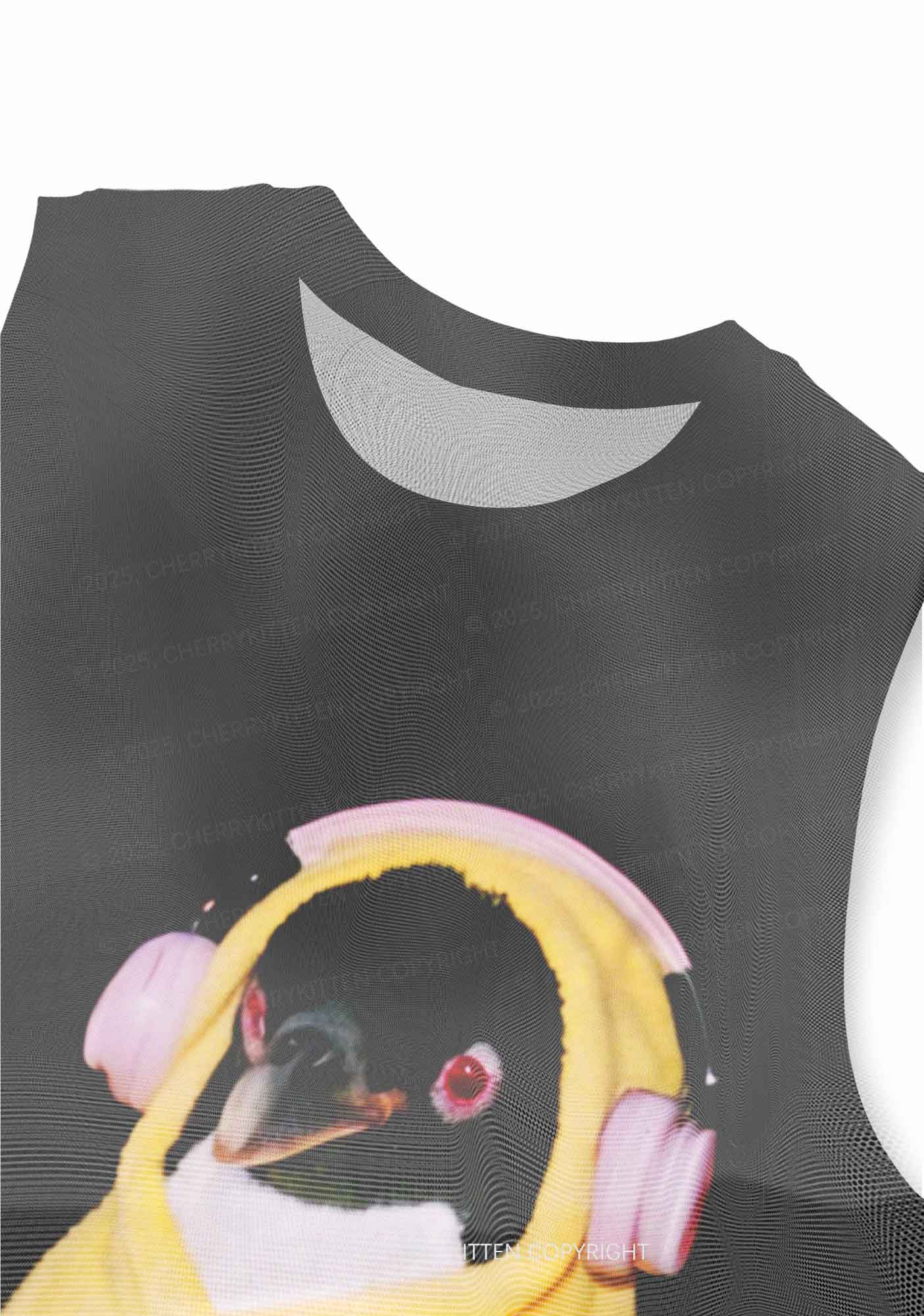 Penguin Bathing Y2K Mesh Muscle Tank Cherrykitten