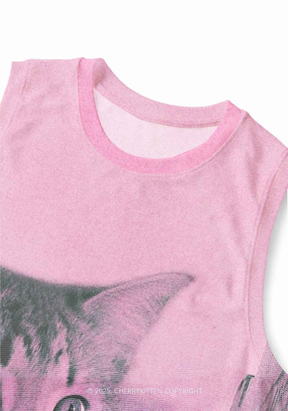 Cat Road Y2K Mesh Muscle Tank Cherrykitten