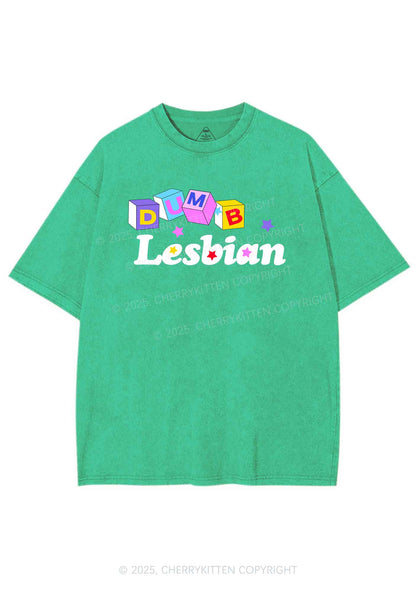 Dumb Lesbian Pride Y2K Shirts Washed Tee Cherrykitten
