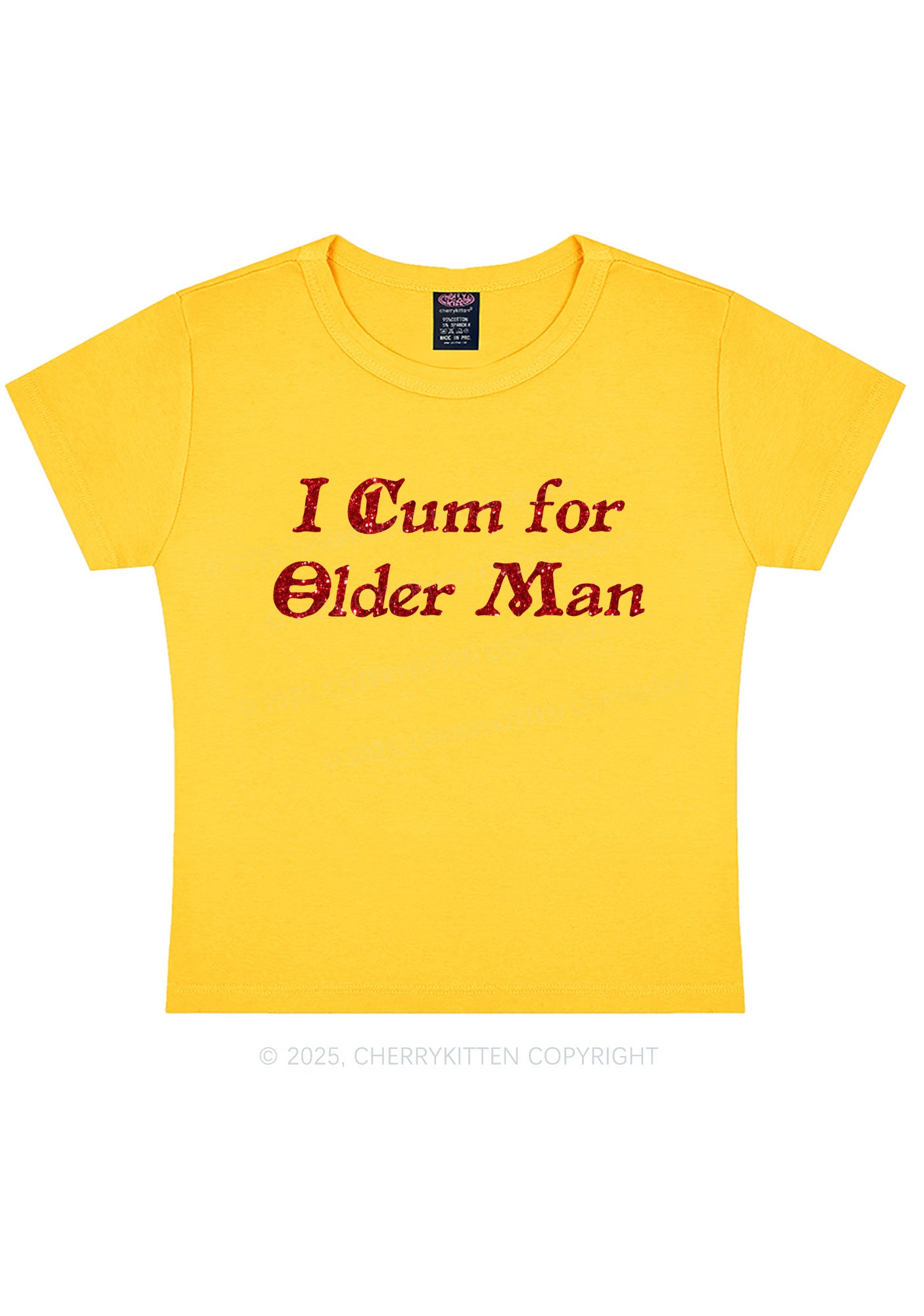 Glitter Come For Older Men Y2K Baby Tee Cherrykitten