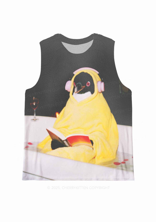 Penguin Bathing Y2K Mesh Muscle Tank Cherrykitten