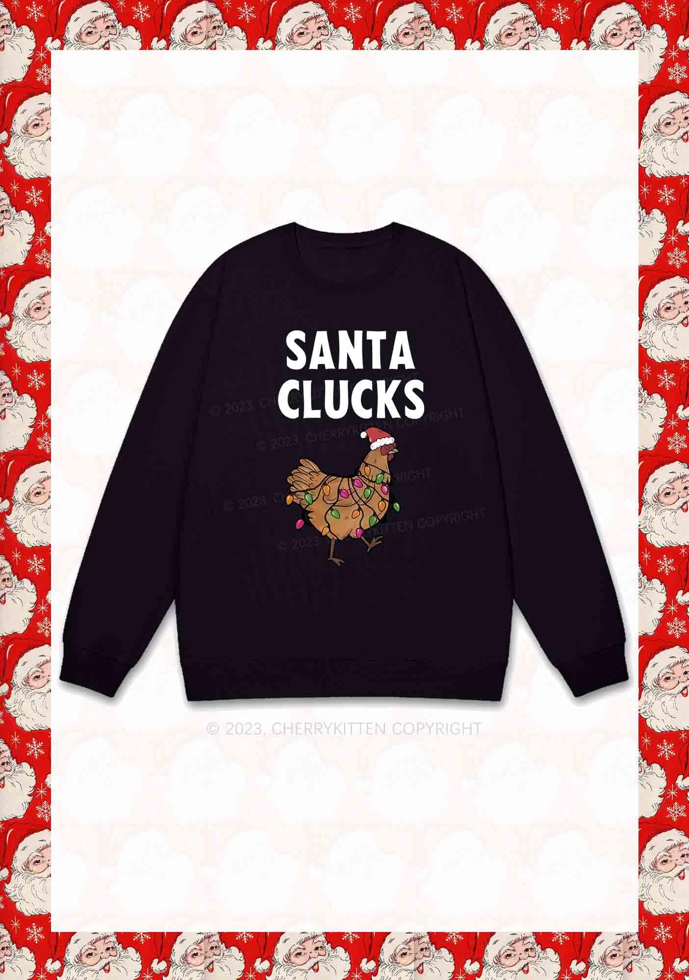 Santa Hat Clucks Christmas Y2K Sweatshirt Cherrykitten