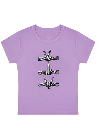Curvy Iron Wire Hand Gesture Baby Tee