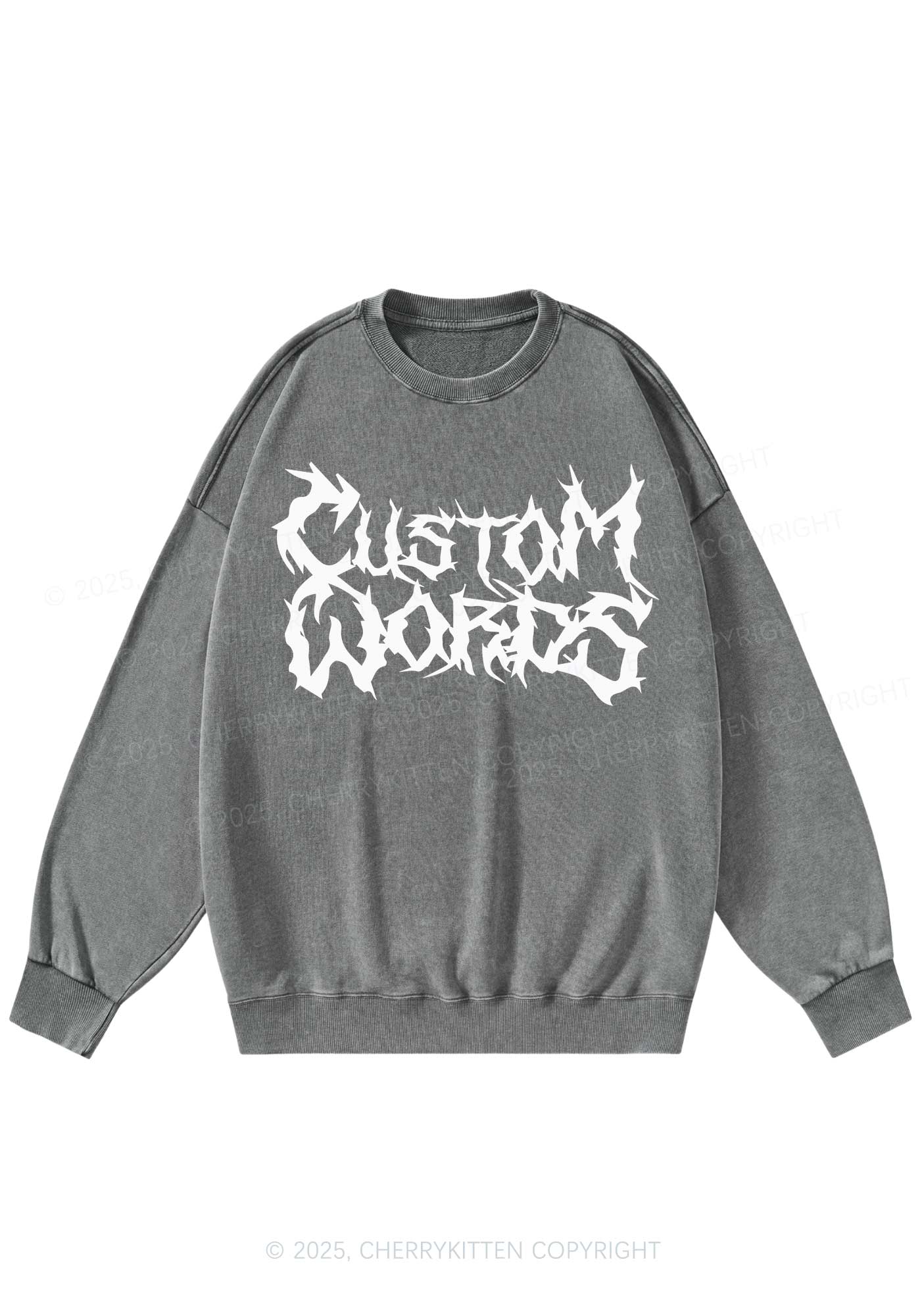 Custom Text Punk Font Y2K Washed Sweatshirts Cherrykitten