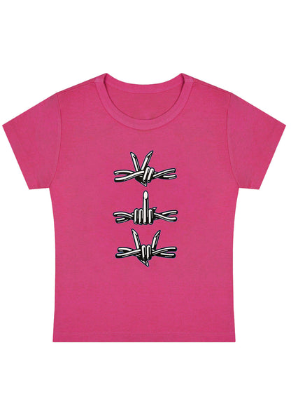 Curvy Iron Wire Hand Gesture Baby Tee