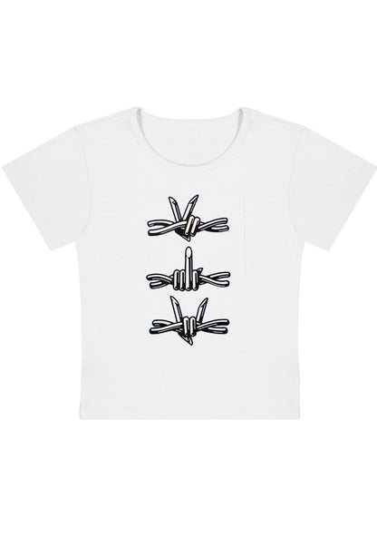 Curvy Iron Wire Hand Gesture Baby Tee