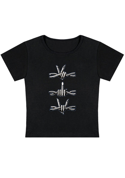 Curvy Iron Wire Hand Gesture Baby Tee