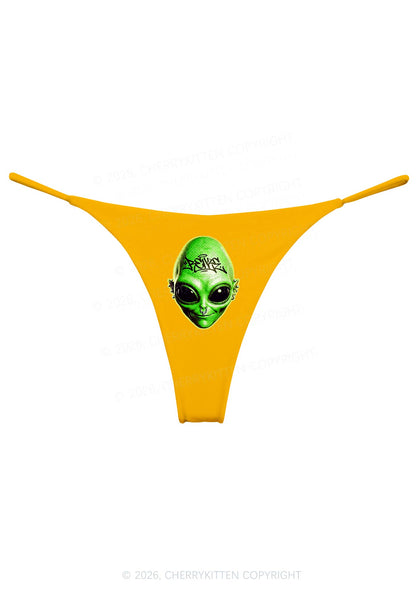 Halloween Green Alien Head Y2K Bikini String Thong Cherrykitten