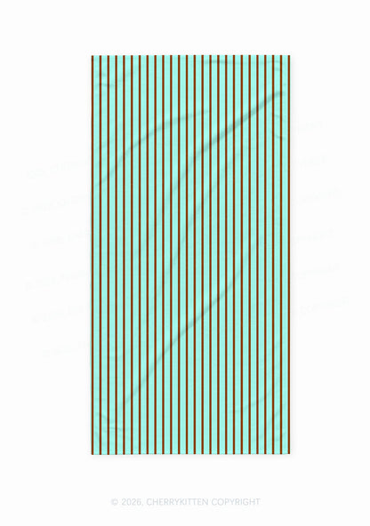 Mint Brown Stripes Y2K Beach Towel Cherrykitten