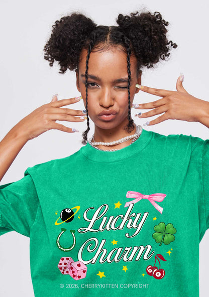 Lucky Charm St Patricks Y2K Washed Tee Cherrykitten