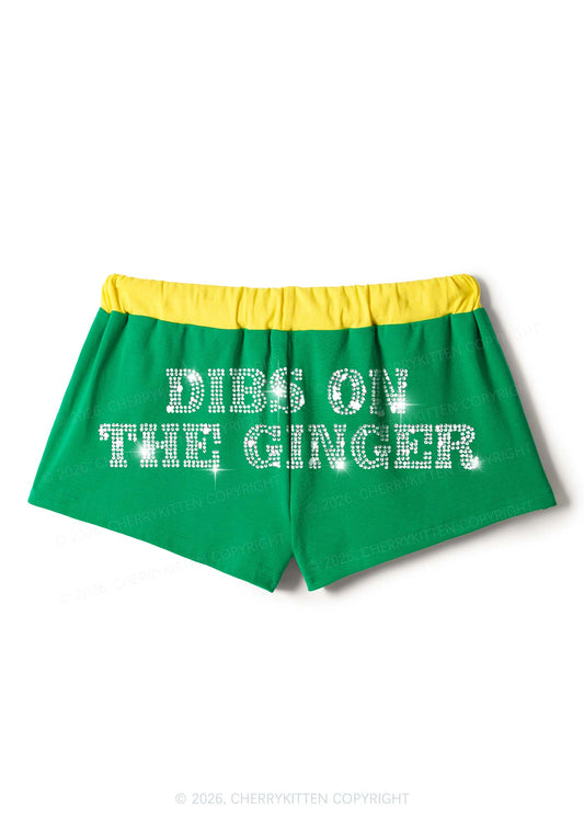 Rhinestone Dibs On The Ginger St Patricks Y2K Drawstring Mini Shorts Cherrykitten