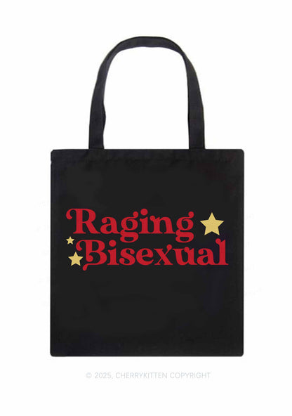 Raging Bisexual Stars Pride Y2K Canvas Tote Bag Cherrykitten