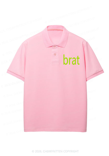 Embroidered Green Brat Y2K Polo Shirts Cherrykitten