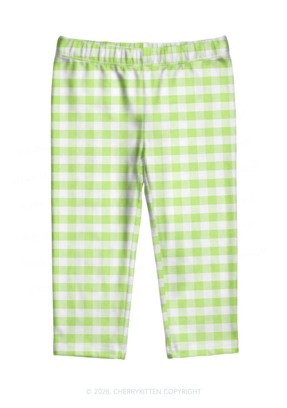 White Green Plaid Y2K Print Capri Pants Cherrykitten