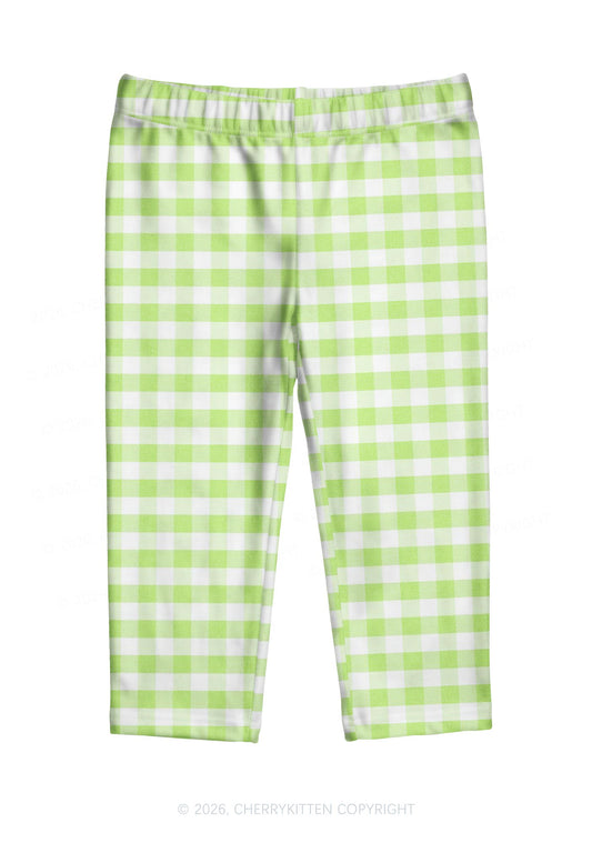 White Green Plaid Y2K Print Capri Pants Cherrykitten