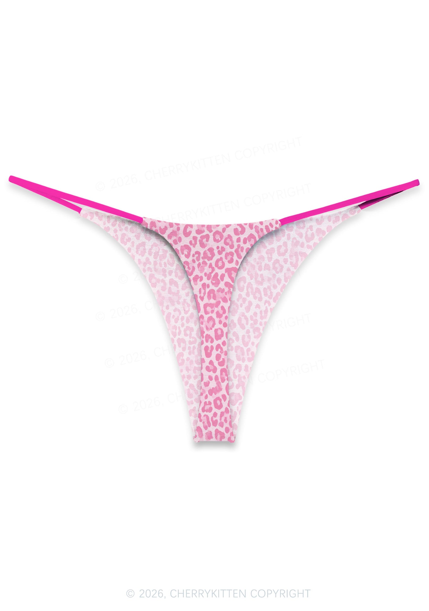 Pink Leopard Y2K Print Bikini String Thong Cherrykitten