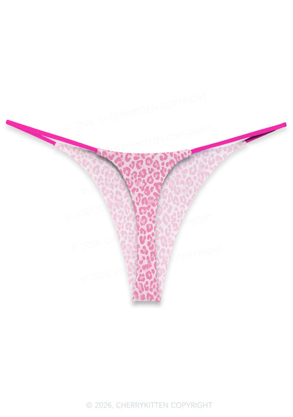 Pink Leopard Y2K Print Bikini String Thong Cherrykitten