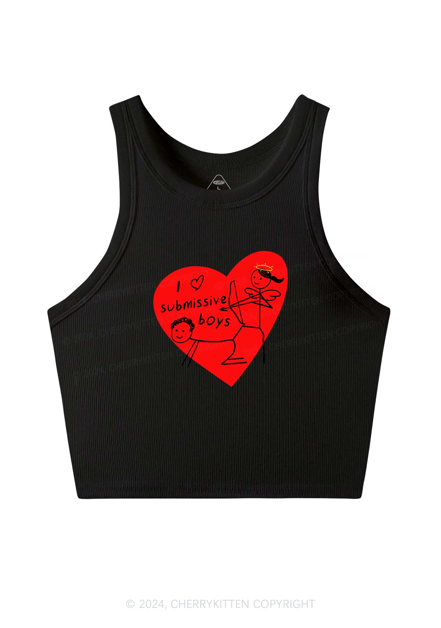 Girl Love S Boys Y2K Valentine's Day Crop Tank Top Cherrykitten