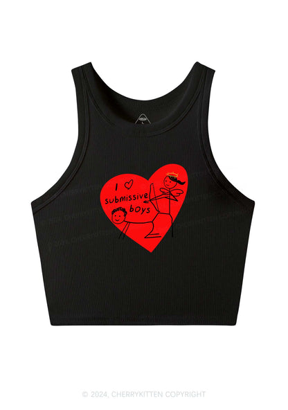 Girl Love S Boys Y2K Valentine's Day Crop Tank Top Cherrykitten