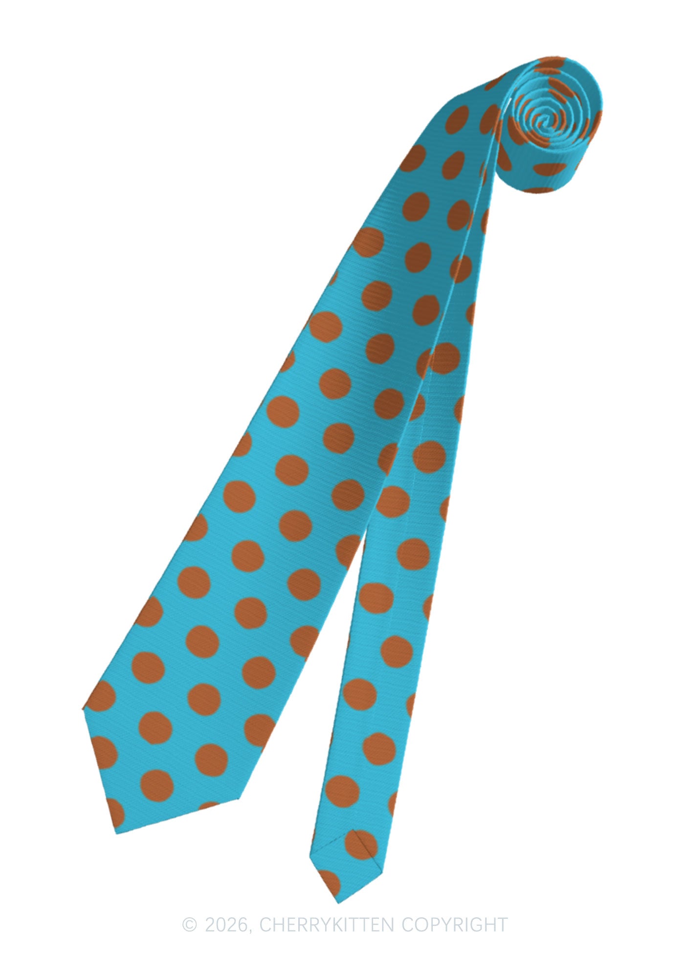 Brown Dots On Blue Y2K Necktie Cherrykitten