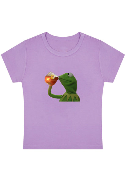 Curvy Frog Is Drinking Baby Tee