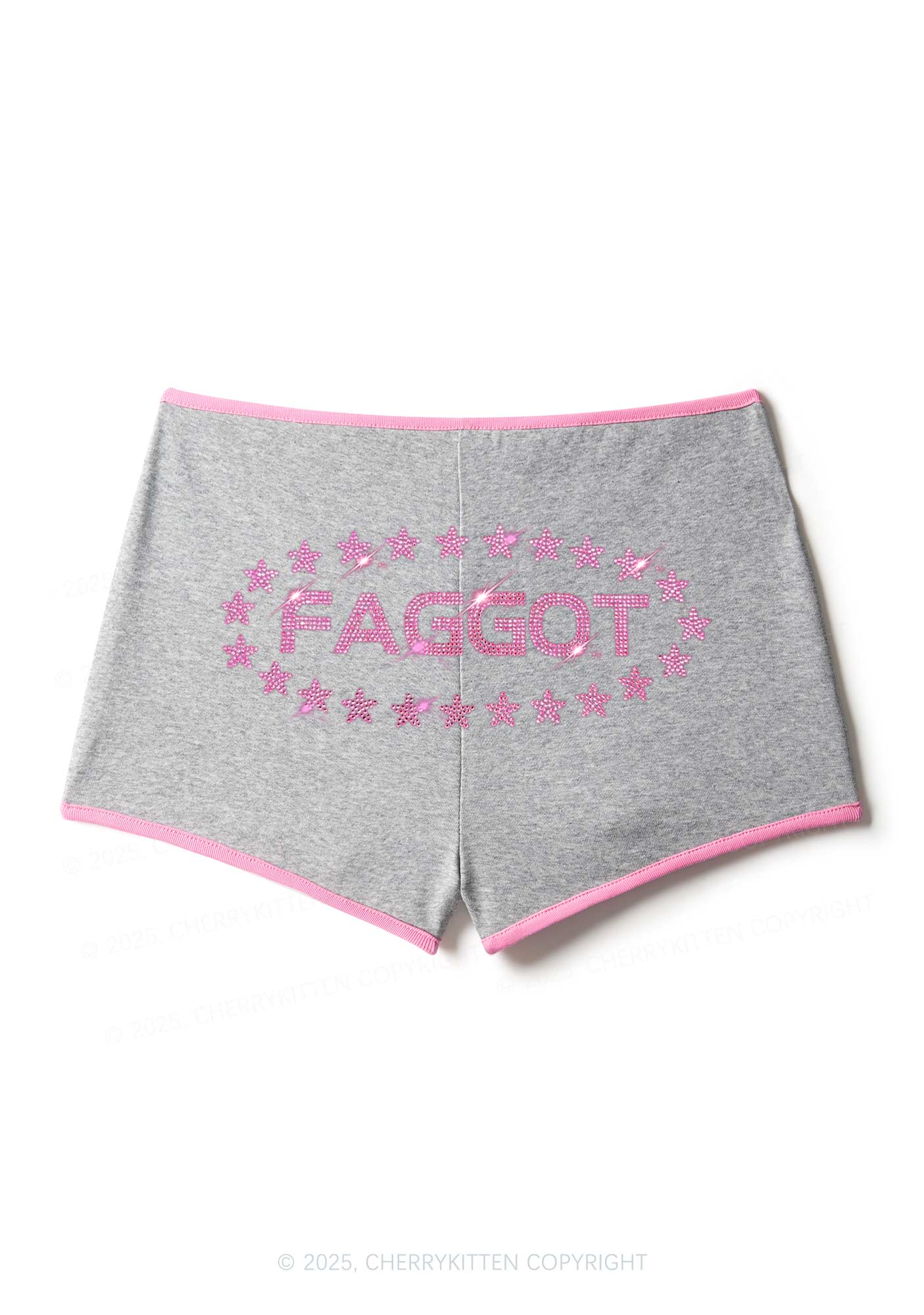 Rhinestone Pink Faggot Stars Pride Y2K Booty Shorts Cherrykitten