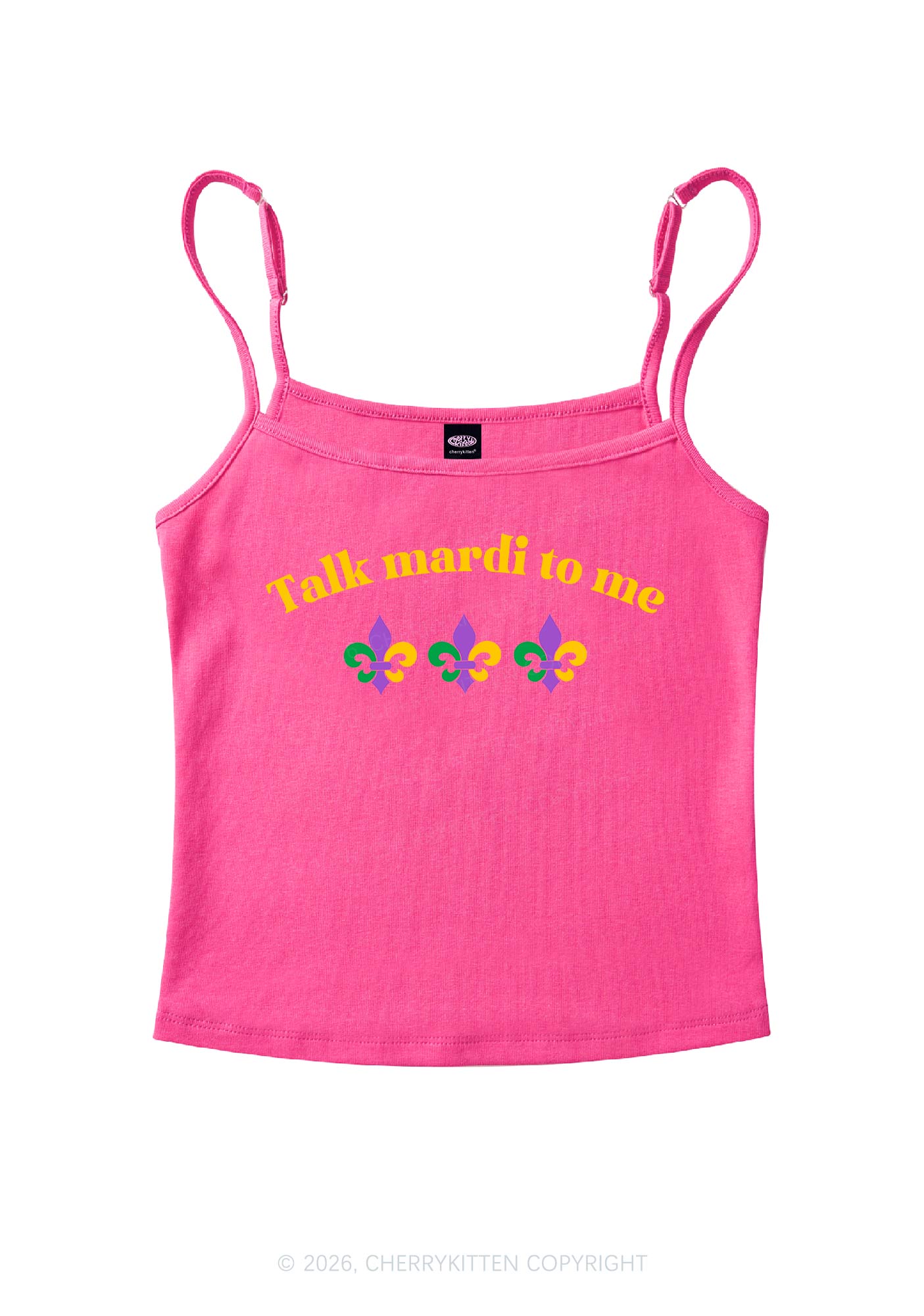 Talk Mardi To Me Y2K Spaghetti Strap Cami Cherrykitten