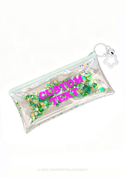 Custom Text Y2K Quicksand Transparent Pencil Pouch Cherrykitten