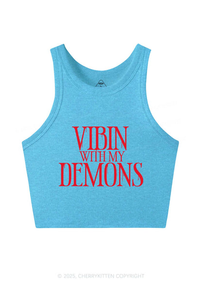 Halloween Vibin With My Demons Y2K Crop Tank Top Cherrykitten
