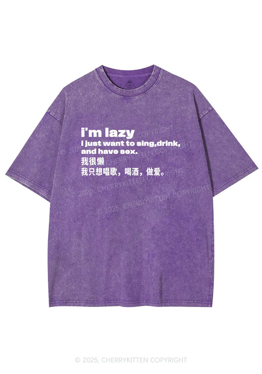Im Lazy Y2K Shirts Washed Tee Cherrykitten