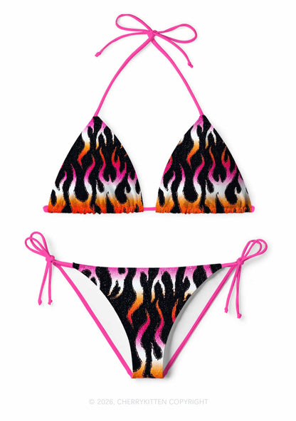 Lesbian Flame Pride Y2K Print Bikini Set Cherrykitten