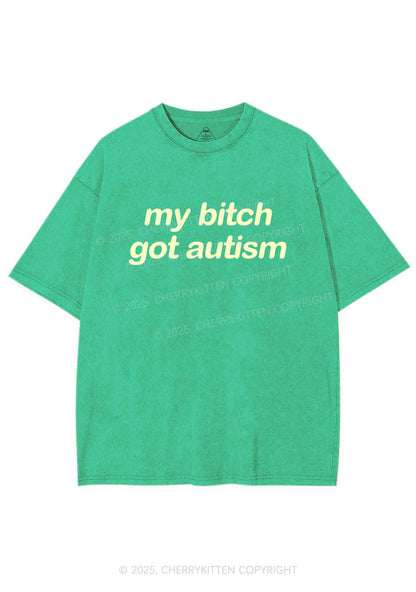 My Bxxch Got Autism Y2K Shirts Washed Tee Cherrykitten