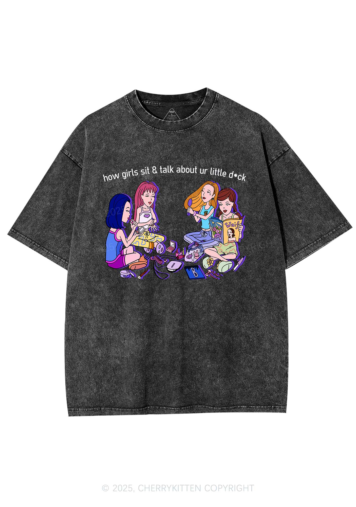 Girls Sit Talk Y2K Shirts Washed Tee Cherrykitten